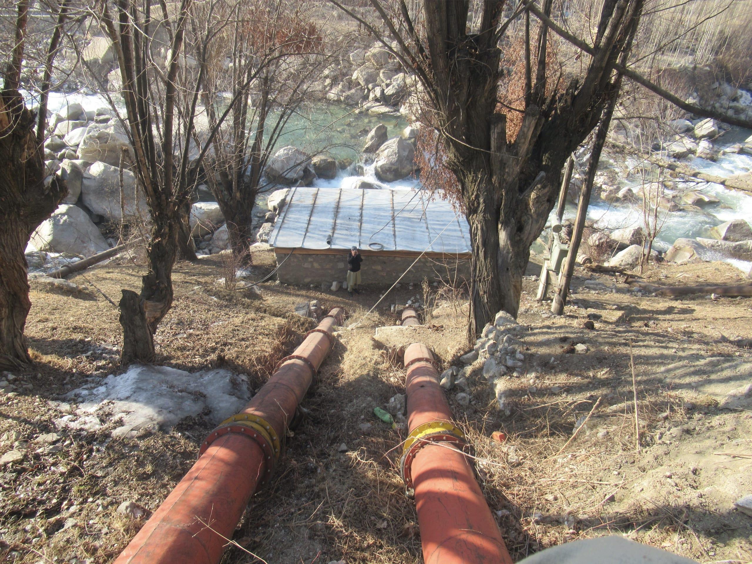 This MHP carries enough water for two penstocks connected to two turbines (see next photo).